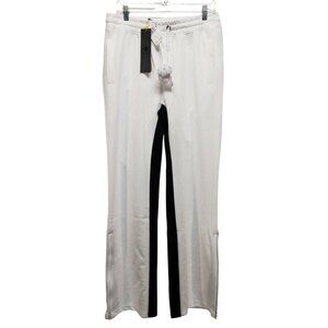 Womens Screenshot White & Black Stripe flared Pants Size L